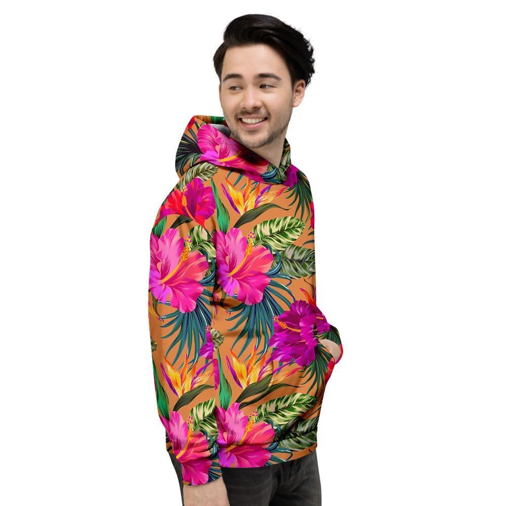 Hibiscus Flower Hawaiian Yellow Print Men's Hoodie-grizzshop