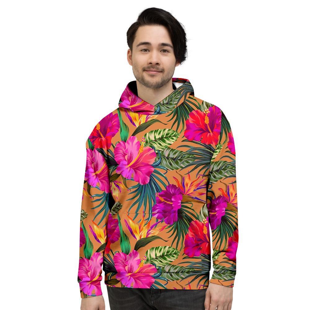 Hibiscus Flower Hawaiian Yellow Print Men's Hoodie-grizzshop