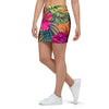 Hibiscus Flower Hawaiian Yellow Print Mini Skirt-grizzshop