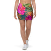 Hibiscus Flower Hawaiian Yellow Print Mini Skirt-grizzshop