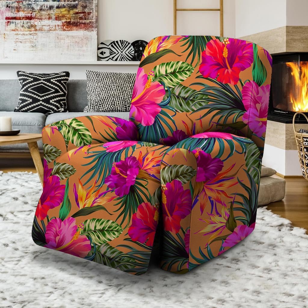 Hibiscus Flower Hawaiian Yellow Print Recliner Cover-grizzshop