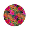 Hibiscus Flower Hawaiian Yellow Print Round Rug-grizzshop