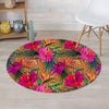 Hibiscus Flower Hawaiian Yellow Print Round Rug-grizzshop