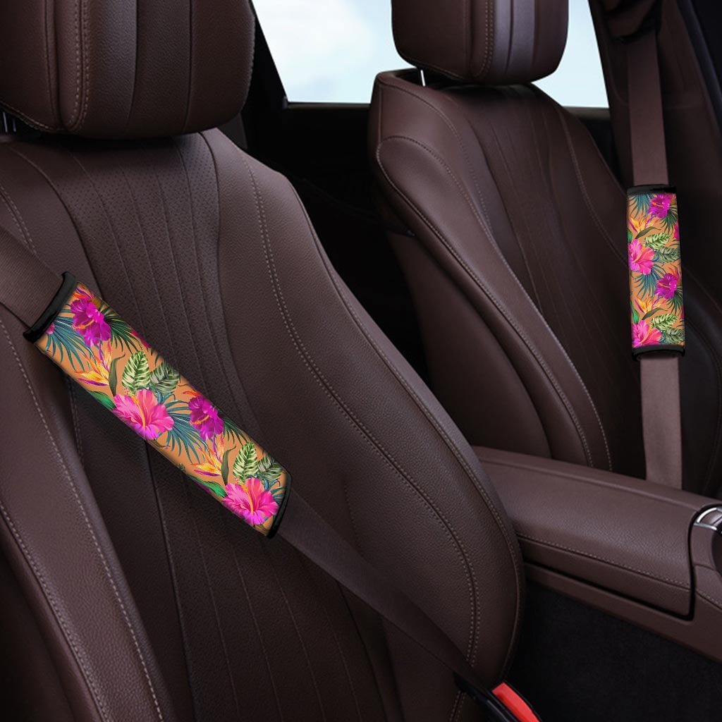 Hibiscus Flower Hawaiian Yellow Print Seat Belt Cover-grizzshop