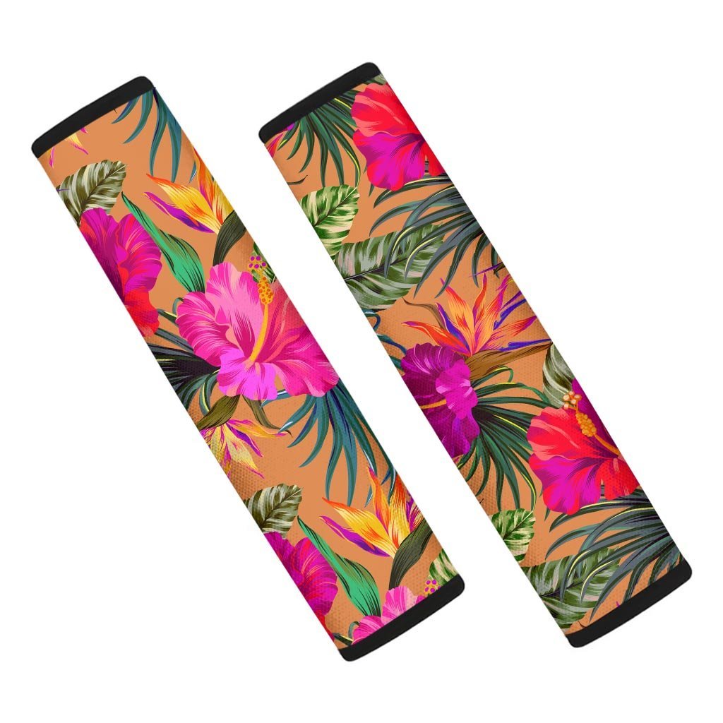 Hibiscus Flower Hawaiian Yellow Print Seat Belt Cover-grizzshop