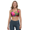 Hibiscus Flower Hawaiian Yellow Print Sports Bra-grizzshop