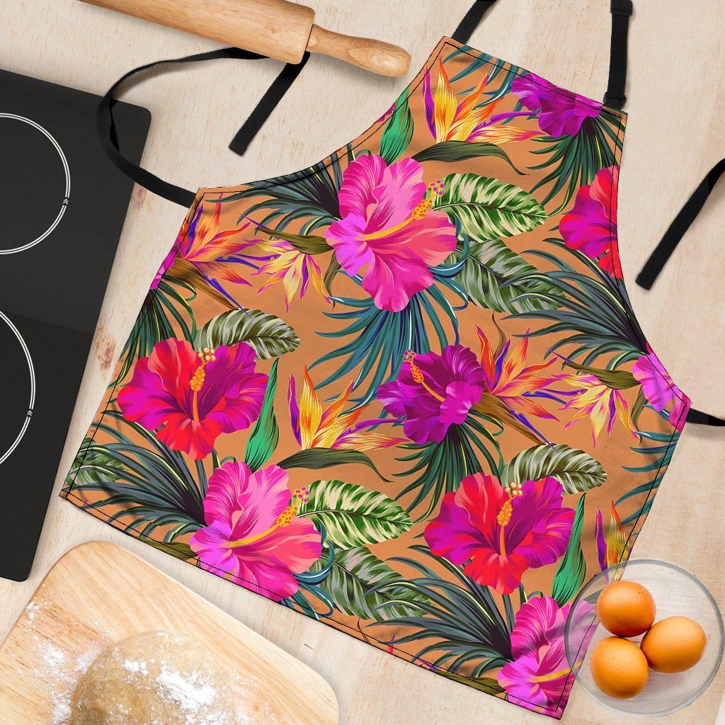 Hibiscus Flower Hawaiian Yellow Print Women's Apron-grizzshop