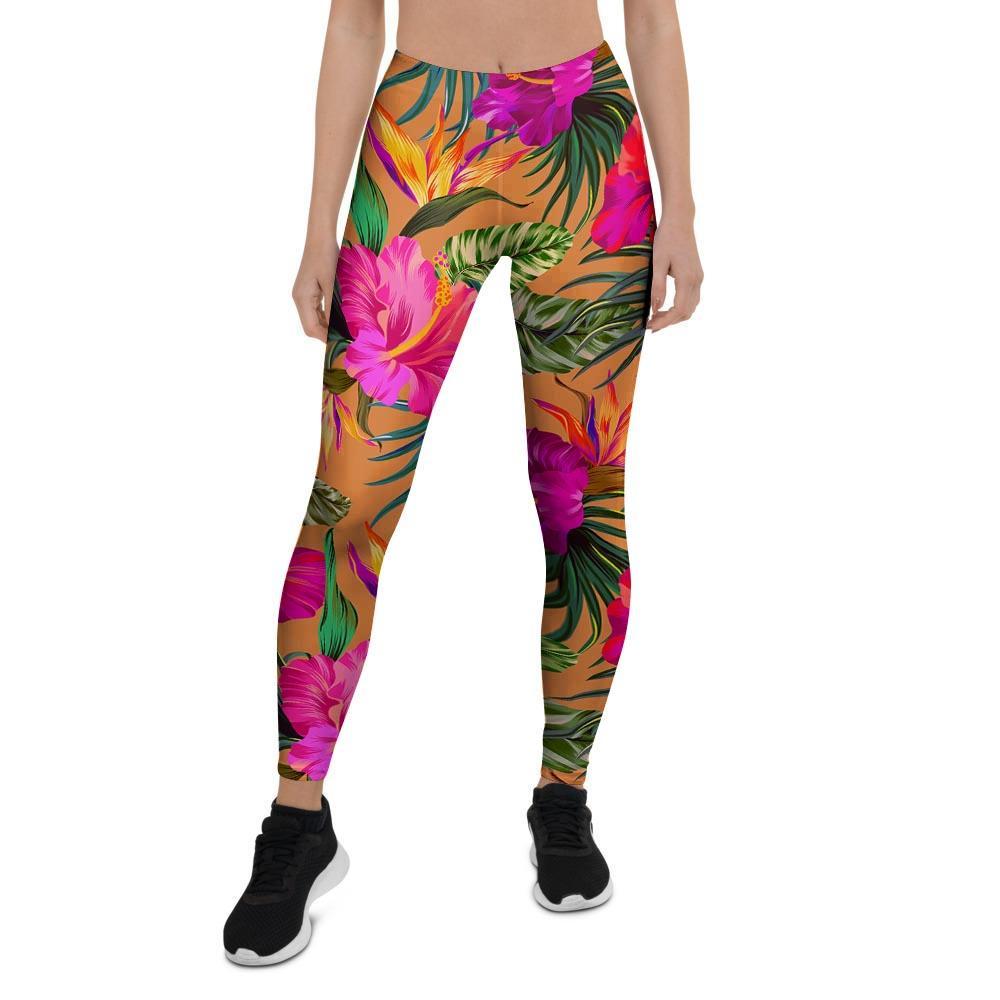 Hibiscus Flower Hawaiian Yellow Print Women's Leggings-grizzshop