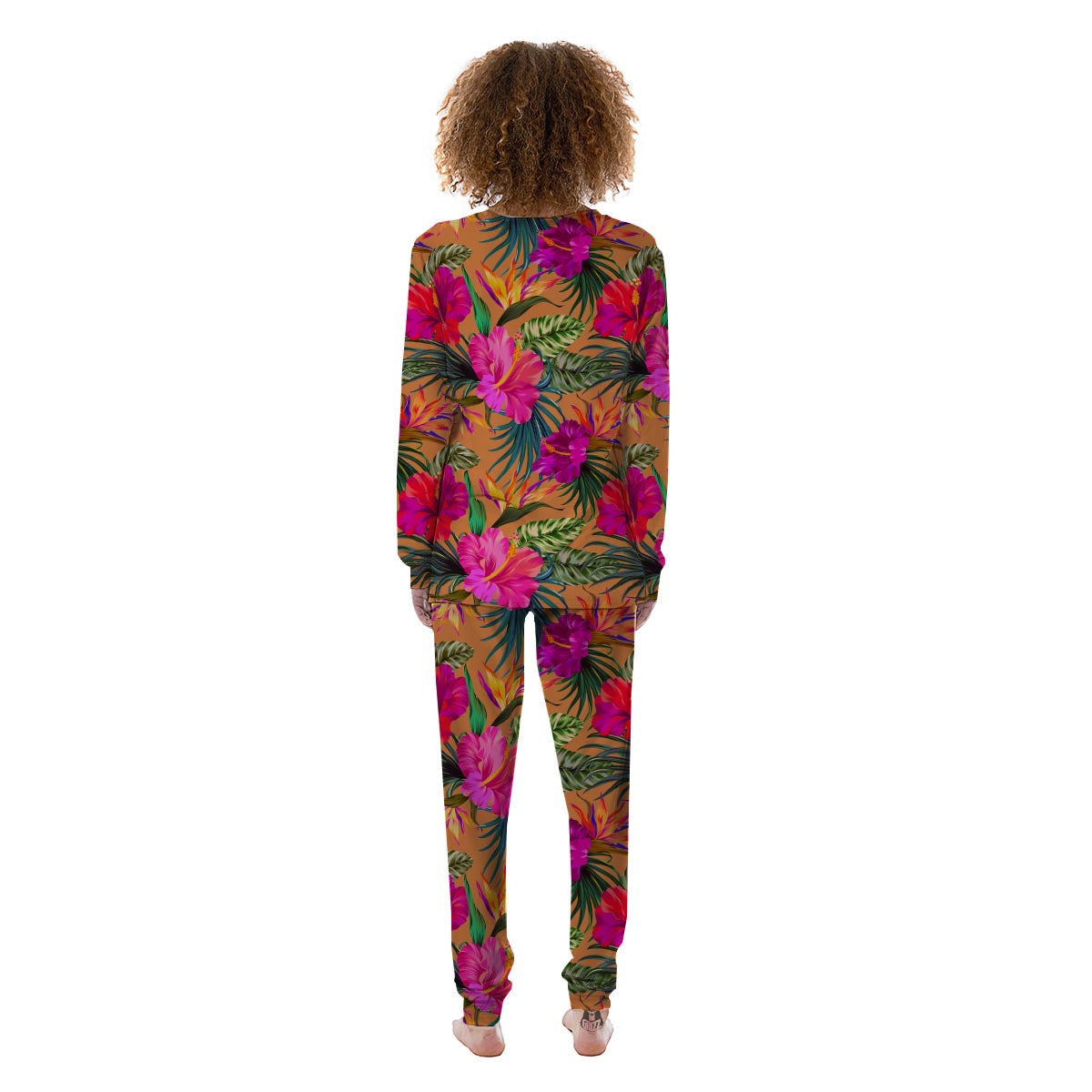 Hibiscus Flower Hawaiian Yellow Print Women's Pajamas-grizzshop