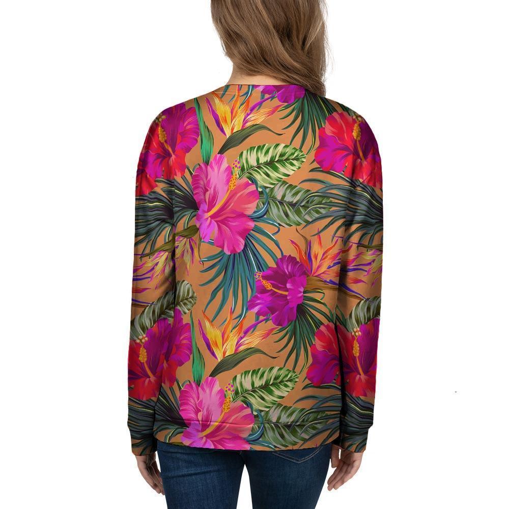 Hibiscus Flower Hawaiian Yellow Print Women's Sweatshirt-grizzshop