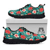 Hibiscus Flowers Tropical Print Pattern Black Sneaker-grizzshop