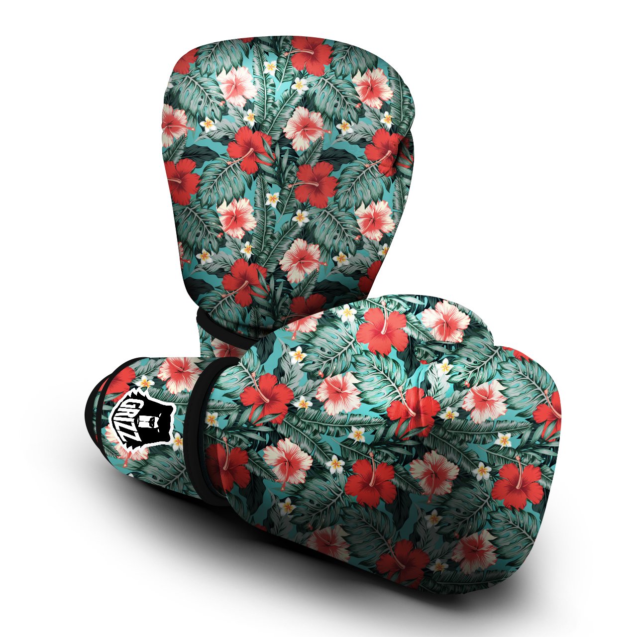 Hibiscus Flowers Tropical Print Pattern Boxing Gloves-grizzshop