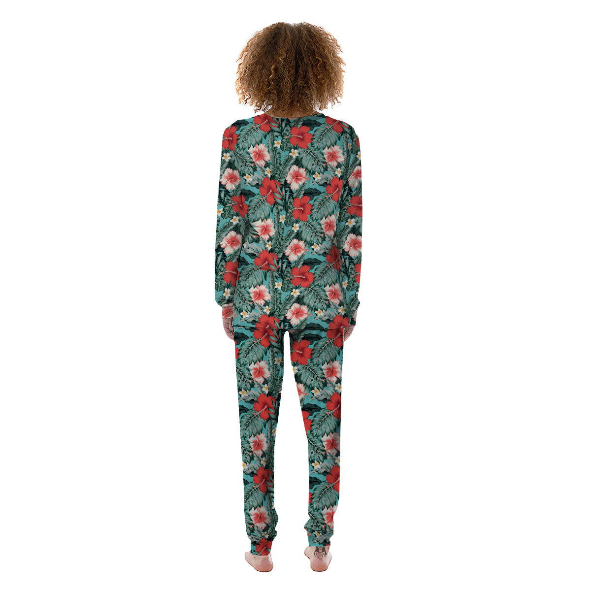 Hibiscus Flowers Tropical Print Pattern Women's Pajamas-grizzshop