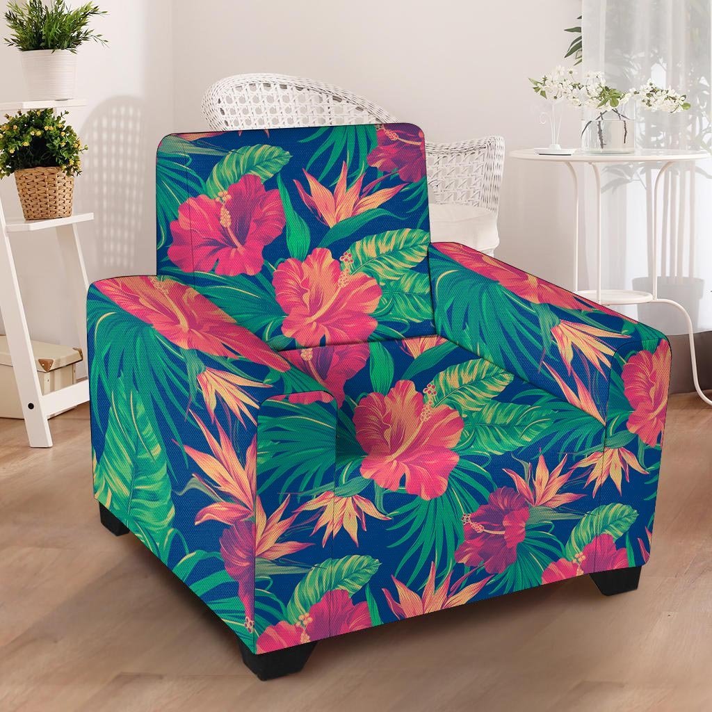 Hibiscus Hawaiian Flower Print Armchair Cover-grizzshop