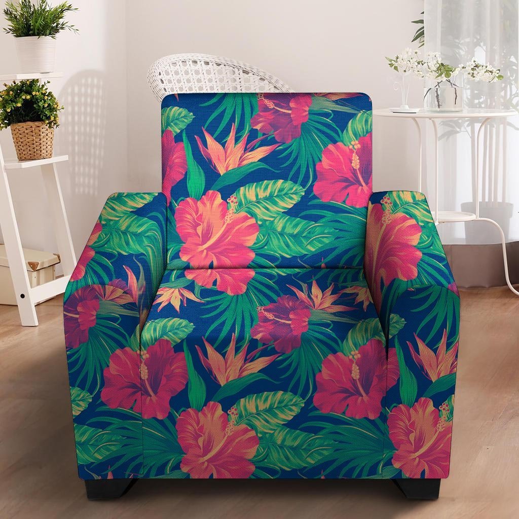 Hibiscus Hawaiian Flower Print Armchair Cover-grizzshop