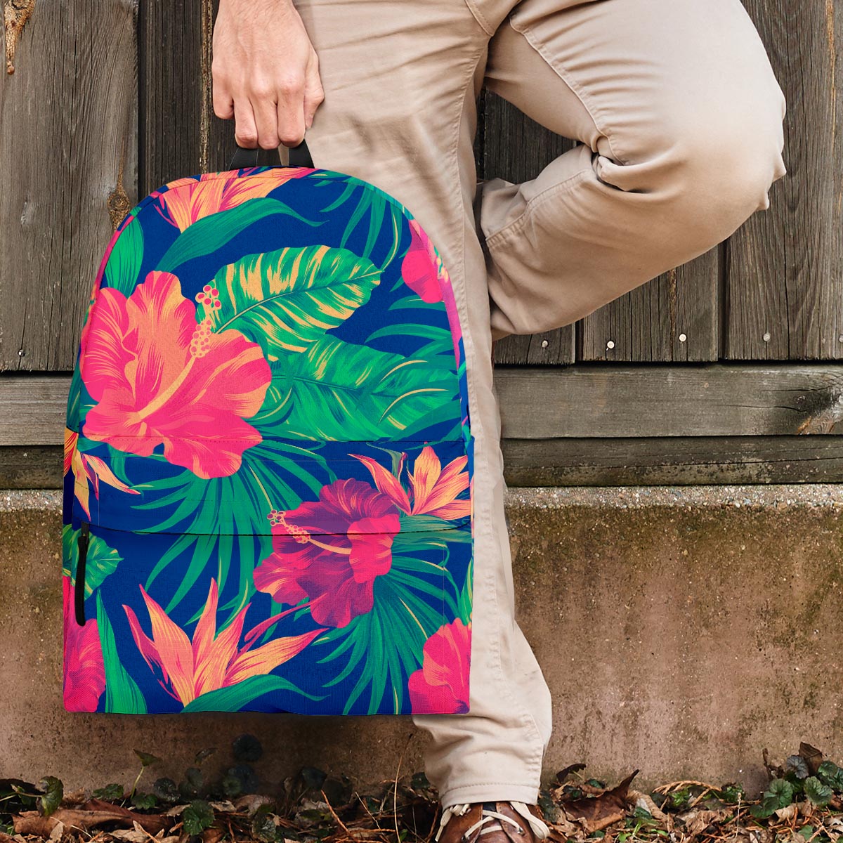 Hibiscus Hawaiian Flower Print Backpack-grizzshop