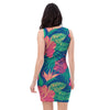 Hibiscus Hawaiian Flower Print Bodycon Dress-grizzshop