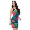 Hibiscus Hawaiian Flower Print Bodycon Dress-grizzshop