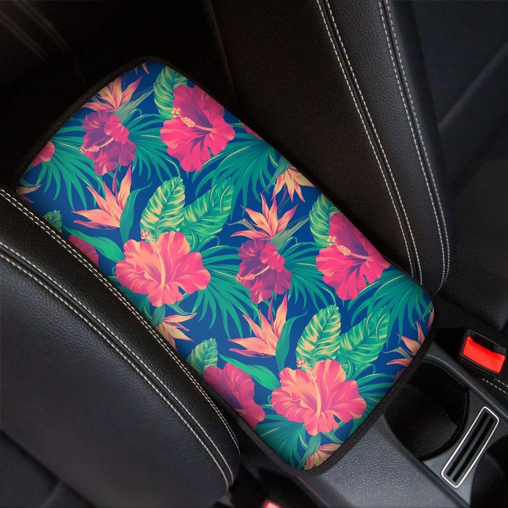 Hibiscus Hawaiian Flower Print Car Console Cover-grizzshop