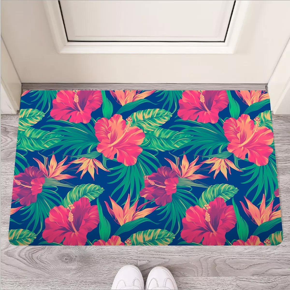 Hibiscus Hawaiian Flower Print Door Mat-grizzshop