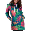 Hibiscus Hawaiian Flower Print Hoodie Dress-grizzshop