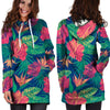 Hibiscus Hawaiian Flower Print Hoodie Dress-grizzshop