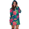 Hibiscus Hawaiian Flower Print Hoodie Dress-grizzshop