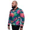 Hibiscus Hawaiian Flower Print Men's Bomber Jacket-grizzshop