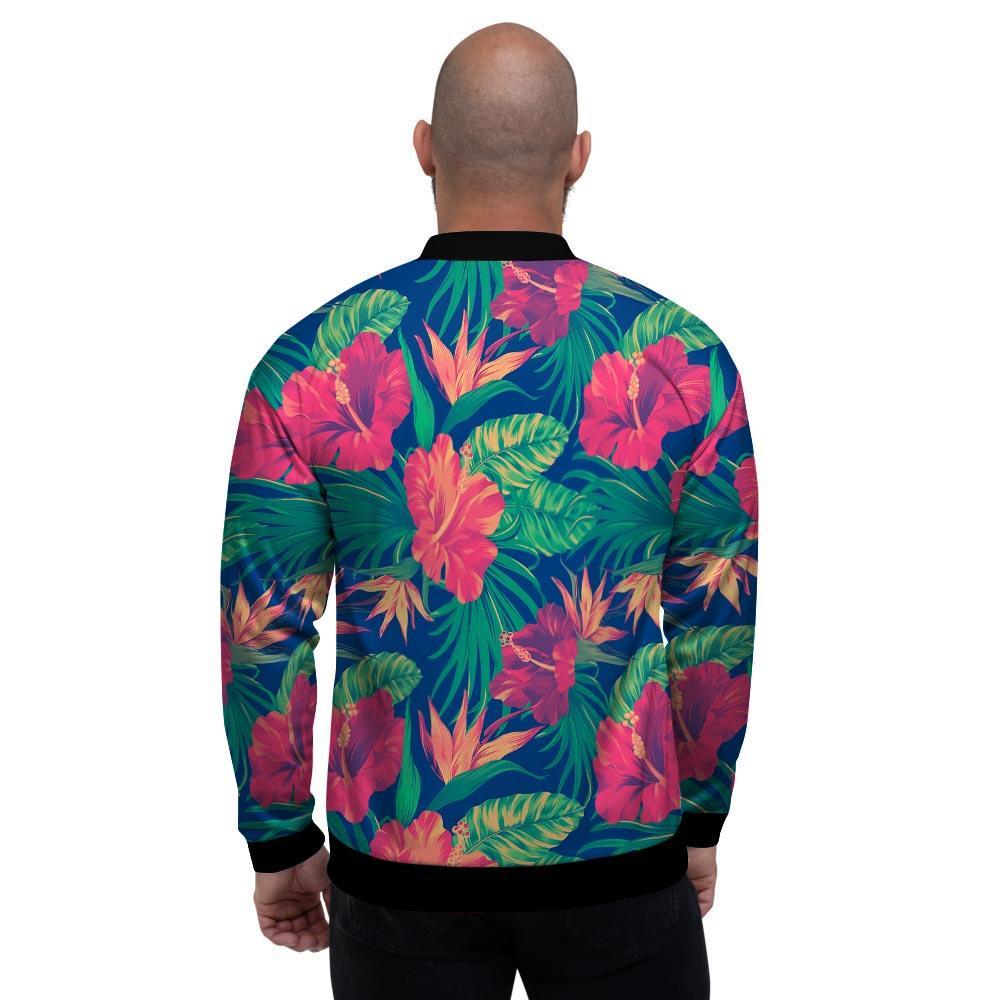 Hibiscus Hawaiian Flower Print Men's Bomber Jacket-grizzshop