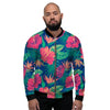 Hibiscus Hawaiian Flower Print Men's Bomber Jacket-grizzshop