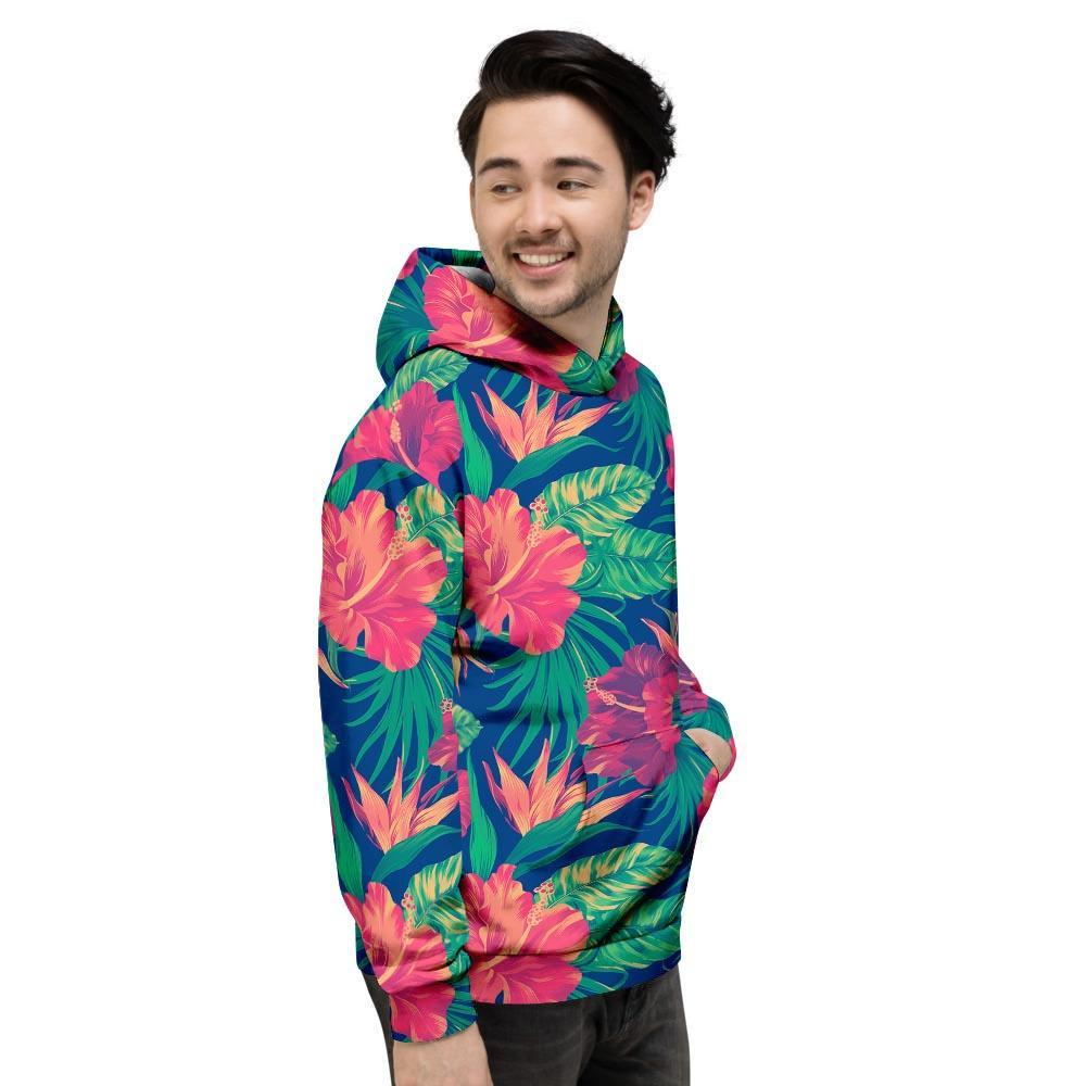 Hibiscus Hawaiian Flower Print Men's Hoodie-grizzshop