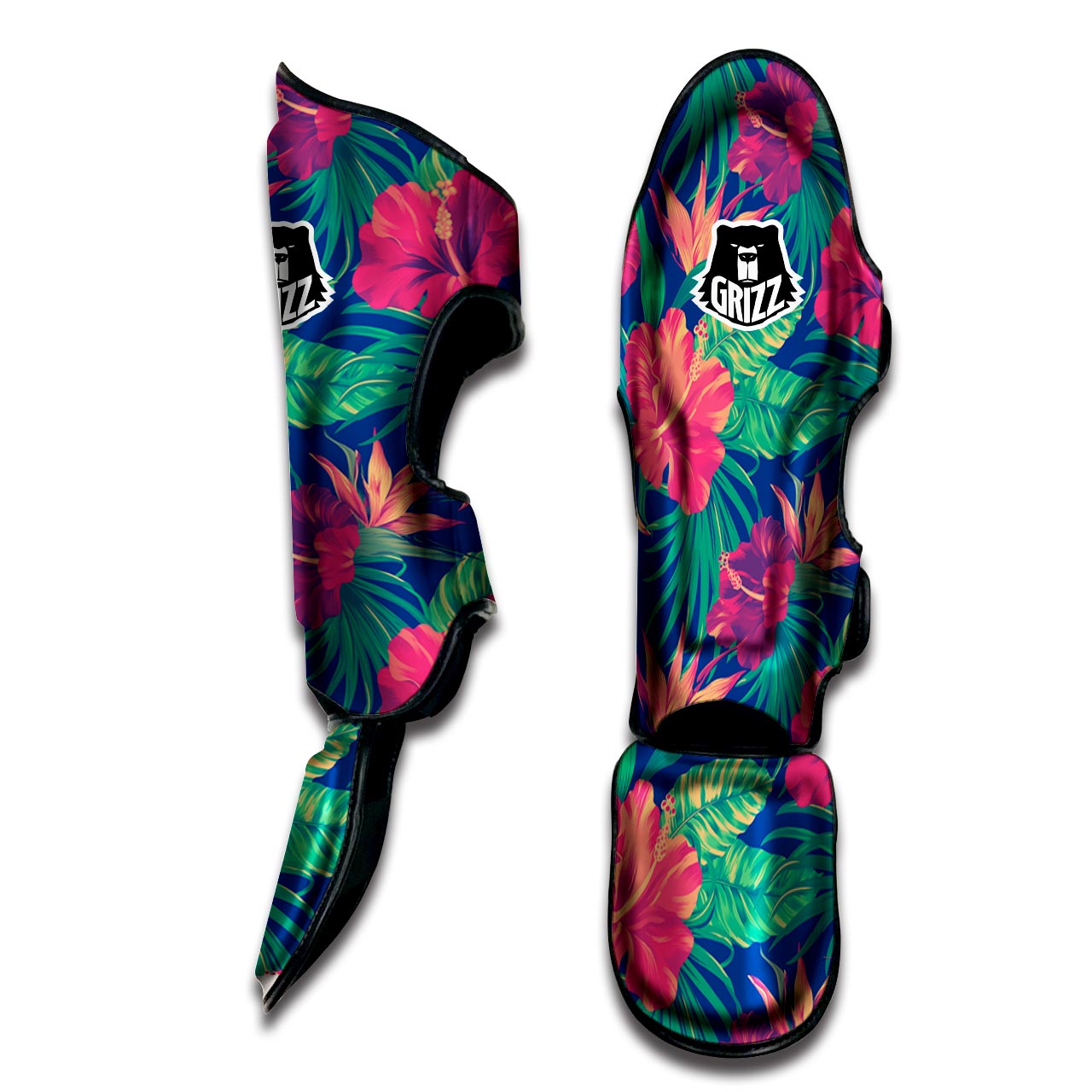 Hibiscus Hawaiian Flower Print Muay Thai Shin Guard-grizzshop