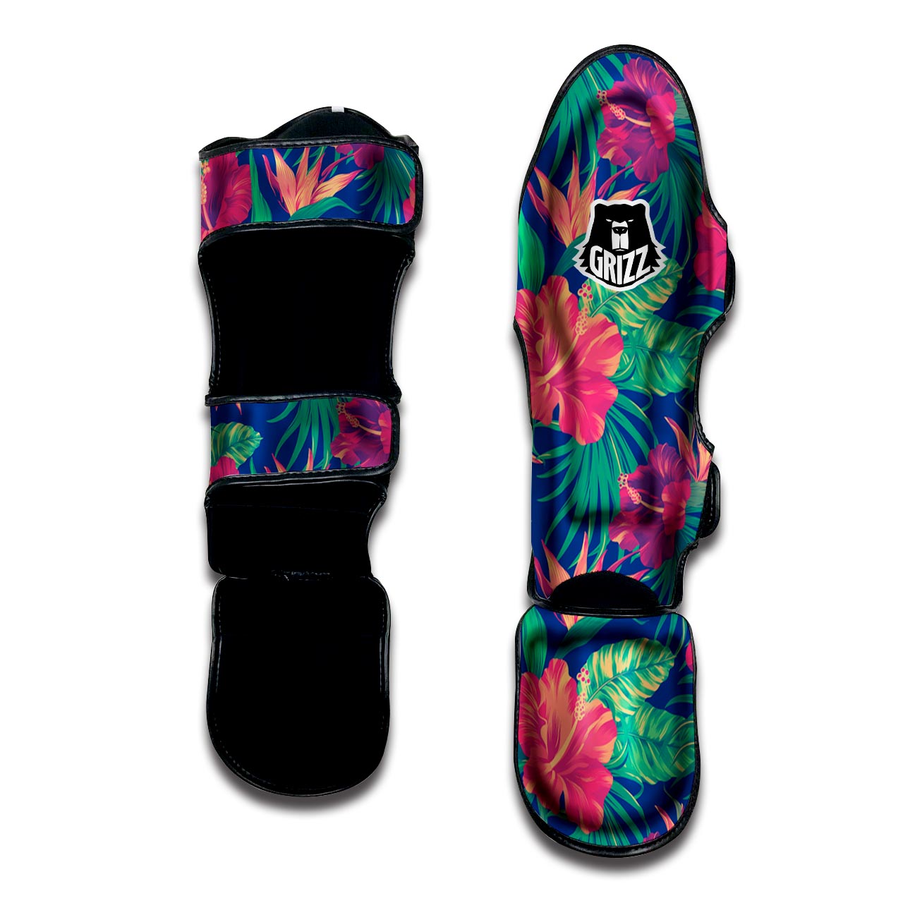 Hibiscus Hawaiian Flower Print Muay Thai Shin Guard-grizzshop