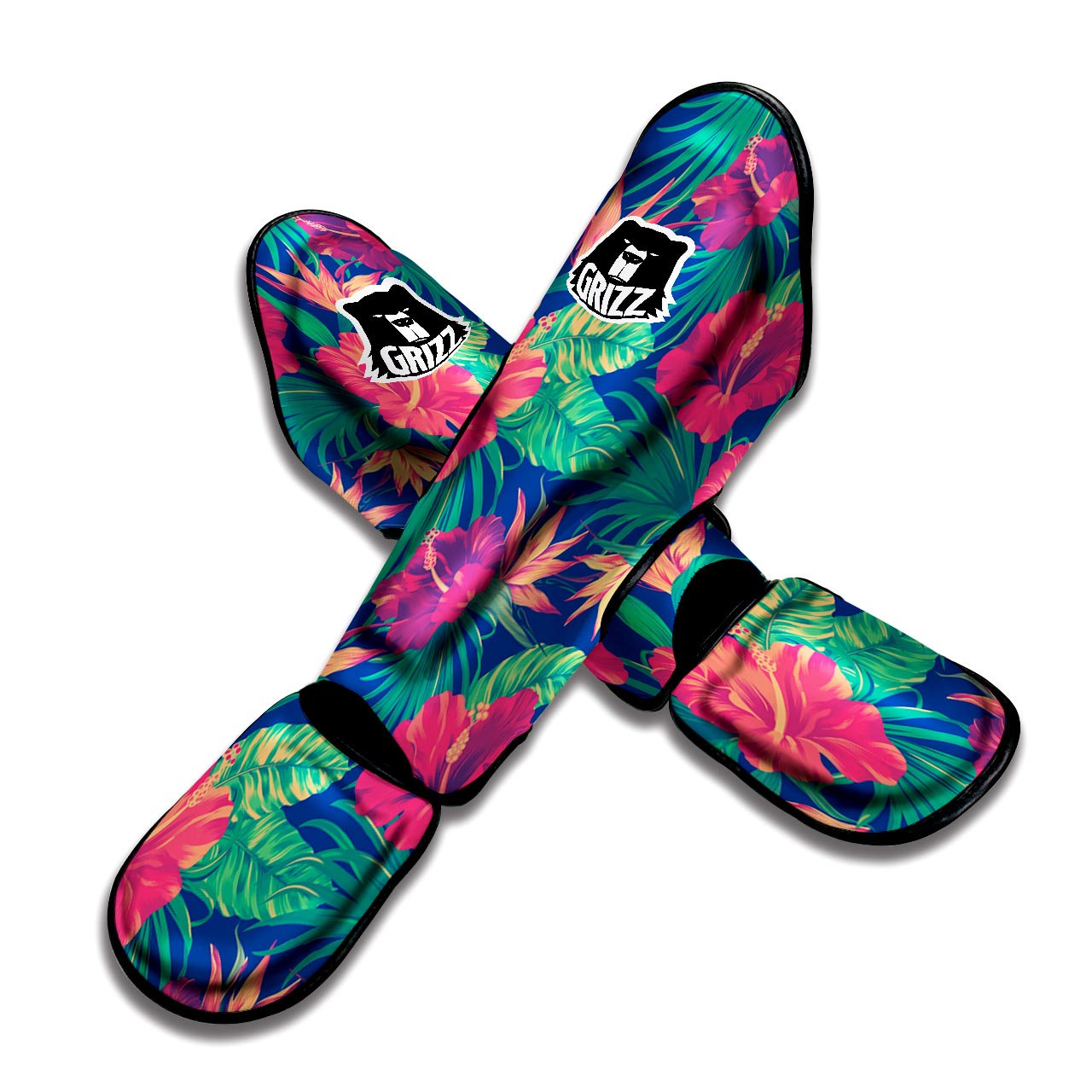 Hibiscus Hawaiian Flower Print Muay Thai Shin Guard-grizzshop