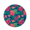 Hibiscus Hawaiian Flower Print Round Rug-grizzshop