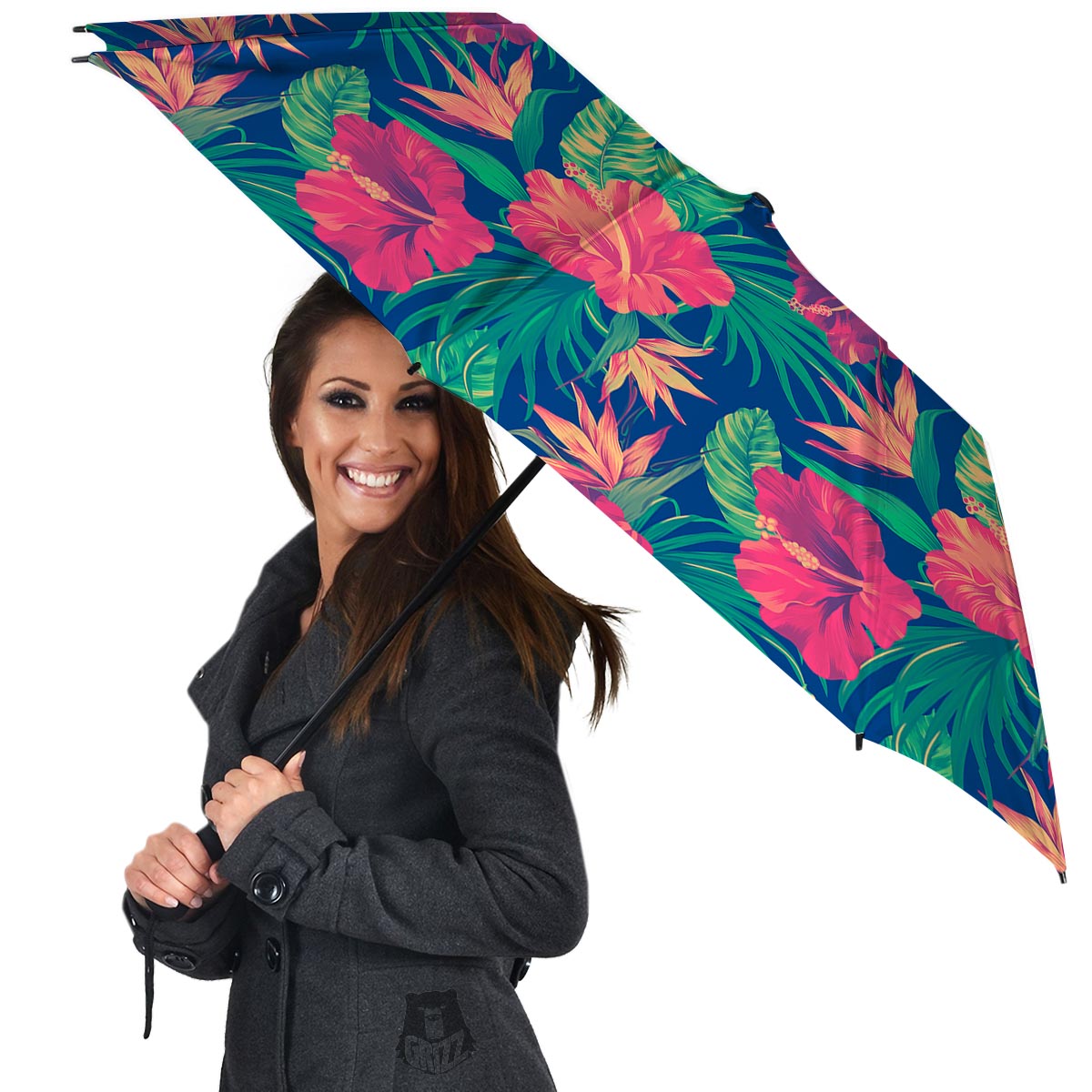 Hibiscus Hawaiian Flower Print Umbrella-grizzshop