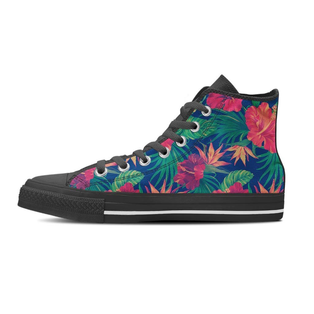 Hibiscus Hawaiian Flower Print Women's High Top Shoes-grizzshop