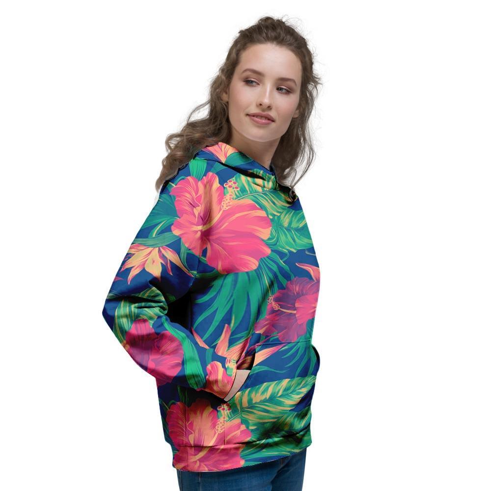 Hibiscus Hawaiian Flower Print Women's Hoodie-grizzshop