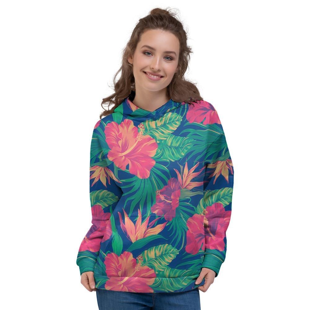 Hibiscus Hawaiian Flower Print Women's Hoodie-grizzshop