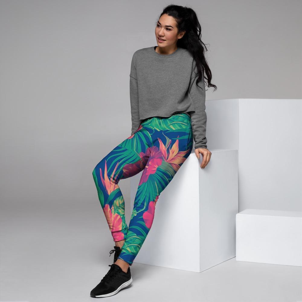 Hibiscus Hawaiian Flower Print Women's Joggers-grizzshop