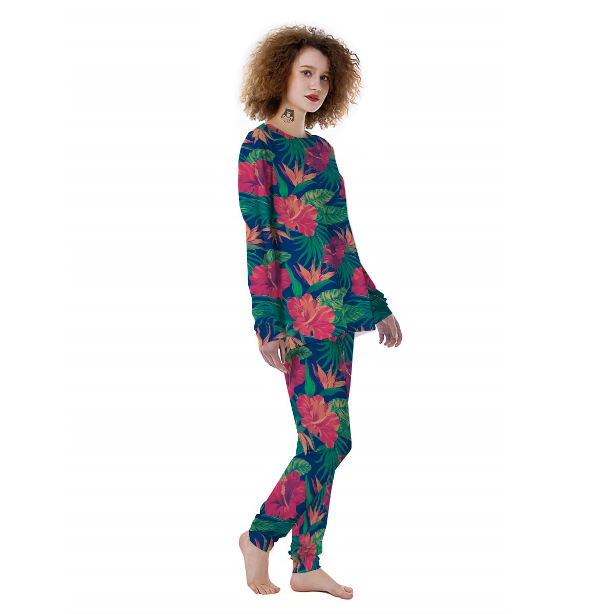 Hibiscus Hawaiian Flower Print Women's Pajamas-grizzshop