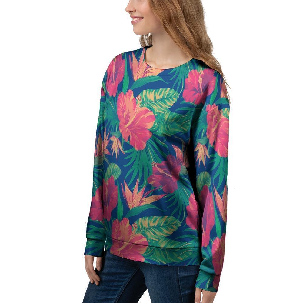 Hibiscus Hawaiian Flower Print Women's Sweatshirt-grizzshop