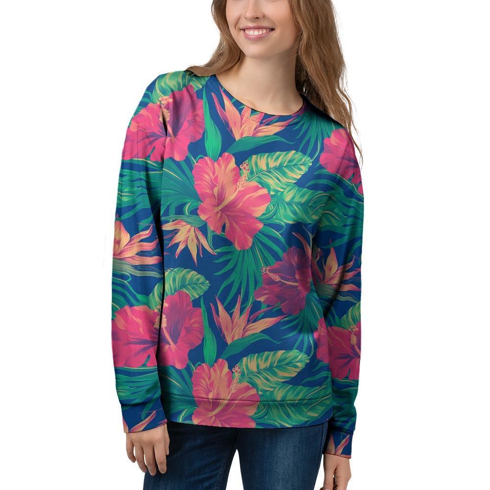 Hibiscus Hawaiian Flower Print Women's Sweatshirt-grizzshop