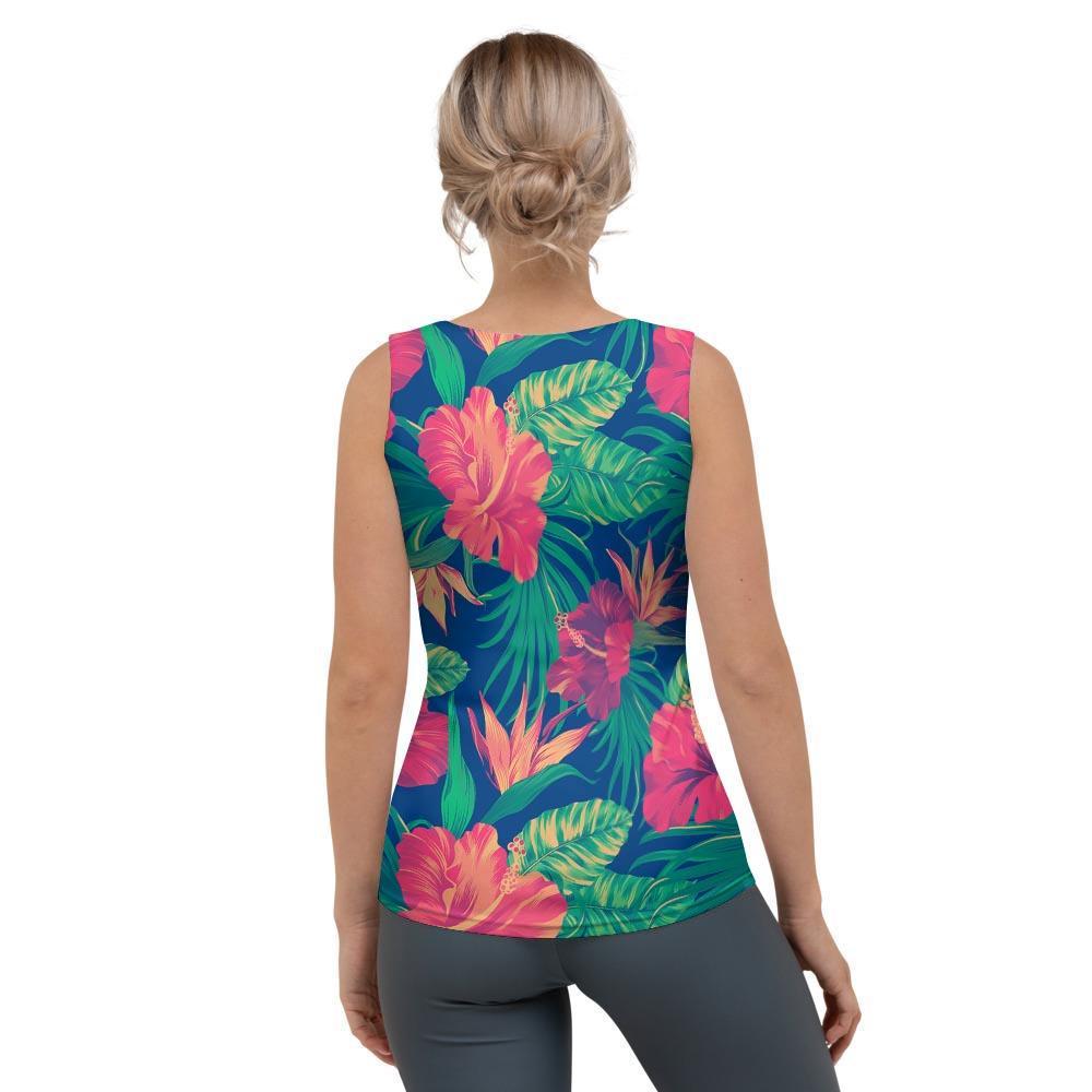 Hibiscus Hawaiian Flower Print Women's Tank Top-grizzshop