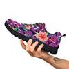 Hibiscus Purple Tropical Print Pattern Black Sneaker-grizzshop