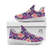 Hibiscus Purple Tropical Print Pattern White Athletic Shoes-grizzshop