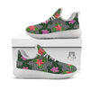 Hibiscus Striped Pink Print Pattern White Athletic Shoes-grizzshop