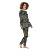 Hibiscus Striped Pink Print Pattern Women's Pajamas-grizzshop