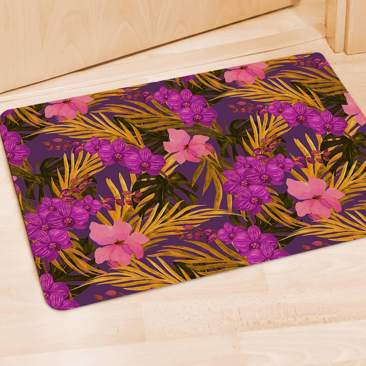 Hibiscus Watercolor Flower Hawaiian Print Door Mat-grizzshop