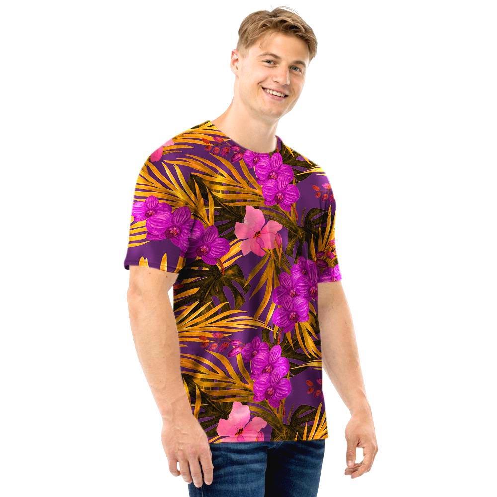 Hibiscus Watercolor Flower Hawaiian Print Men T Shirt-grizzshop